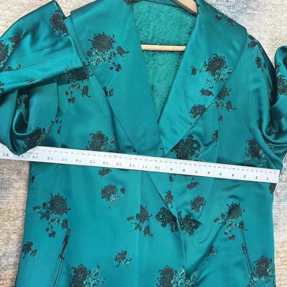Vintage Teal Embroidered Formal Coat Dress Set Baroque Opera Style Custom Made - Picture 7 of 11